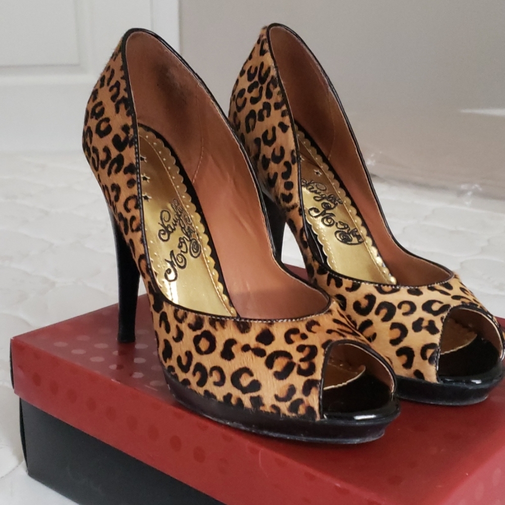 SOLD OFFLINE Leopard Open Toe Platform Heels